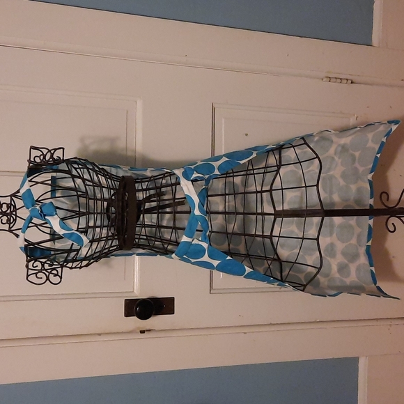 Embroidered Cotton Turquoise Blue Chef Polk-A-Dot Kitchen Apron Baker Cook Gift - Picture 3 of 5